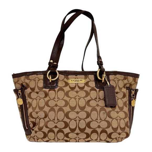 Coach Gallery Signature  zip Tote shoulder Bag purse large - Picture 11 of 13